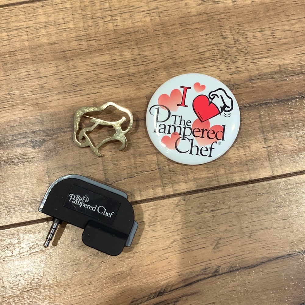 Pampered chef pins and Magtek card reader